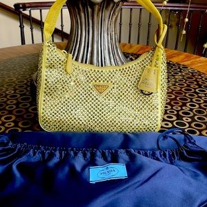 Prada crystal gold bag